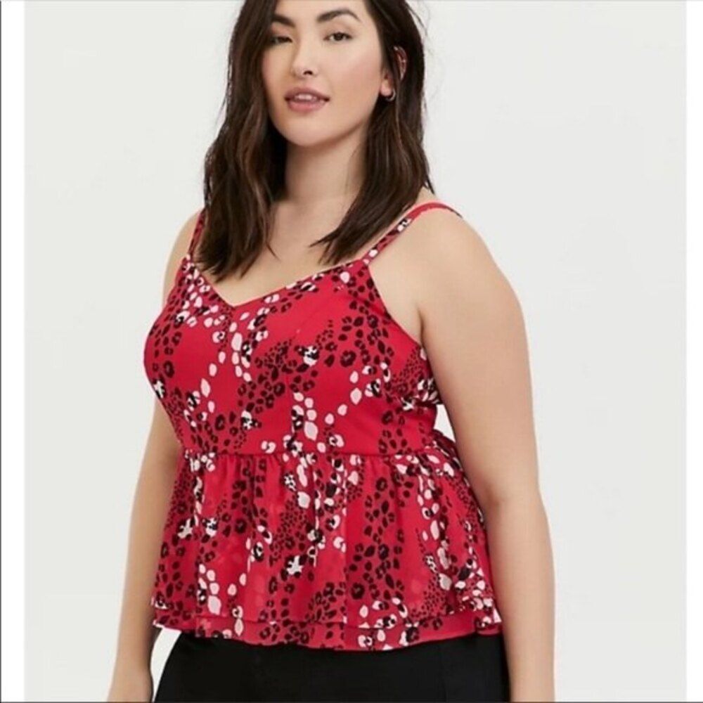 NWT Torrid pink Leo chiffon crop peplum cami top size L